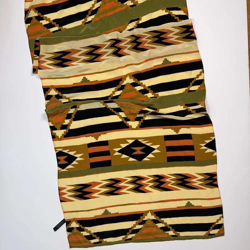 ZazouLuxe Southwestern Boho Women Scarf Rectangle Tan Silk